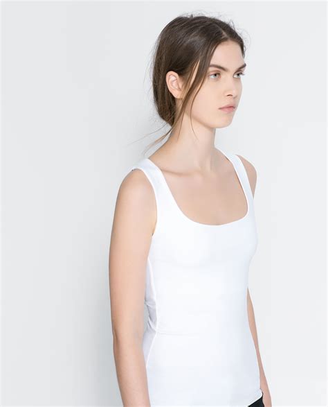 white tank top zara|high neck sleeveless top zara.